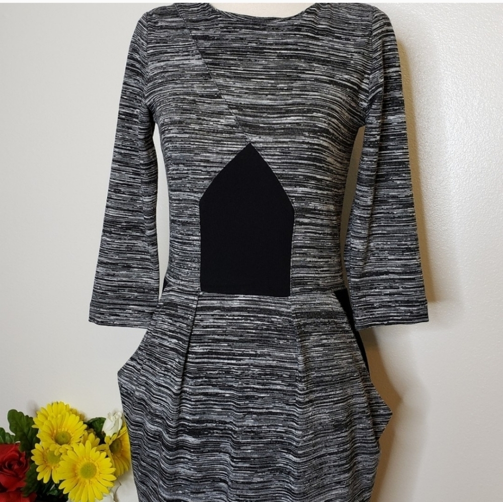 French Connection Fast City Space Dress Pockets Bodycon Mini Spring Retro Office - Picture 2 of 16